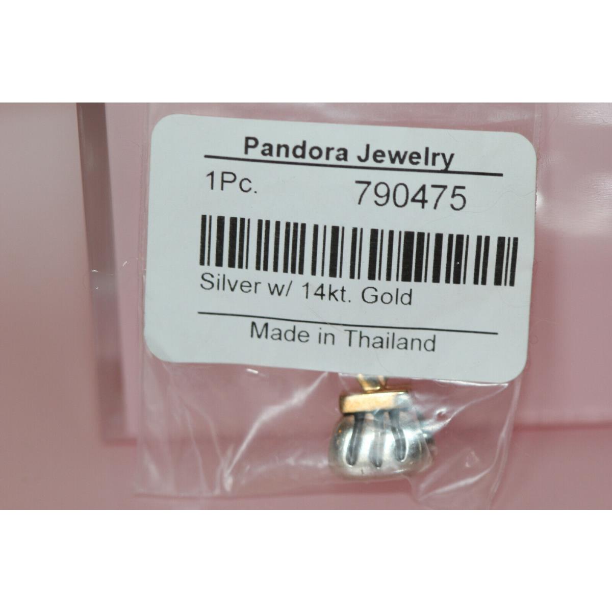 Pandora 14K Gold Silver Clutch Purse Charm Retired 790475 Box Bagtag