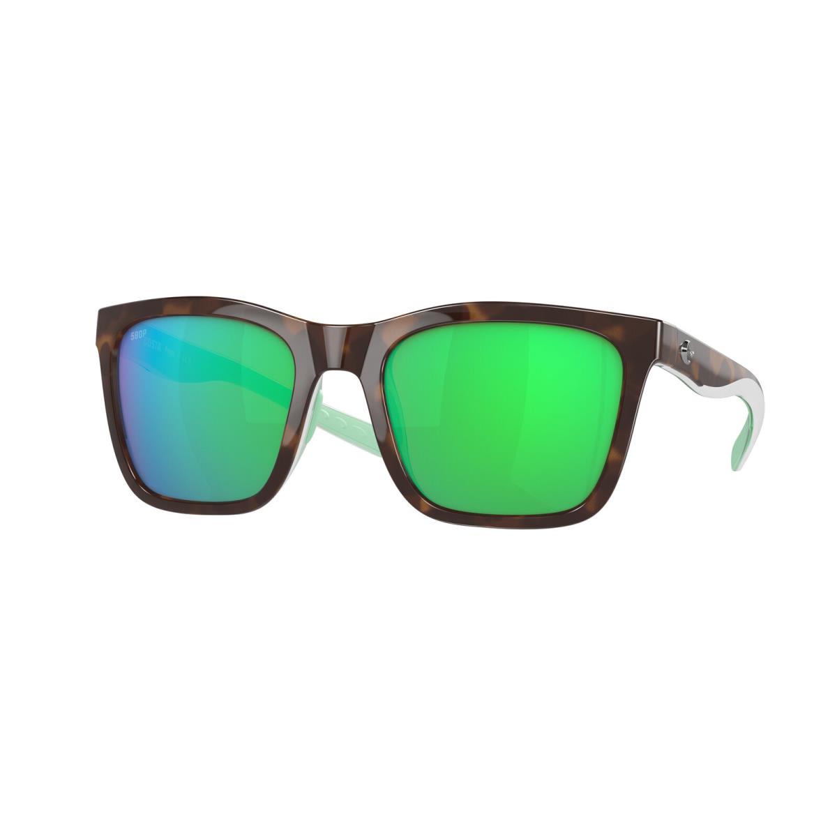 Costa Del Mar 06S 9037 Panga 255 Shiny Tort White Sea 903709 Sunglasses - Frame: Brown, Lens: Green