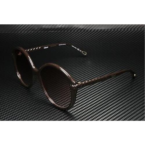 Chloe CH0002S 001 Round Oval Panthos Brown Shiny Orange 58 mm Women`s Sunglasses