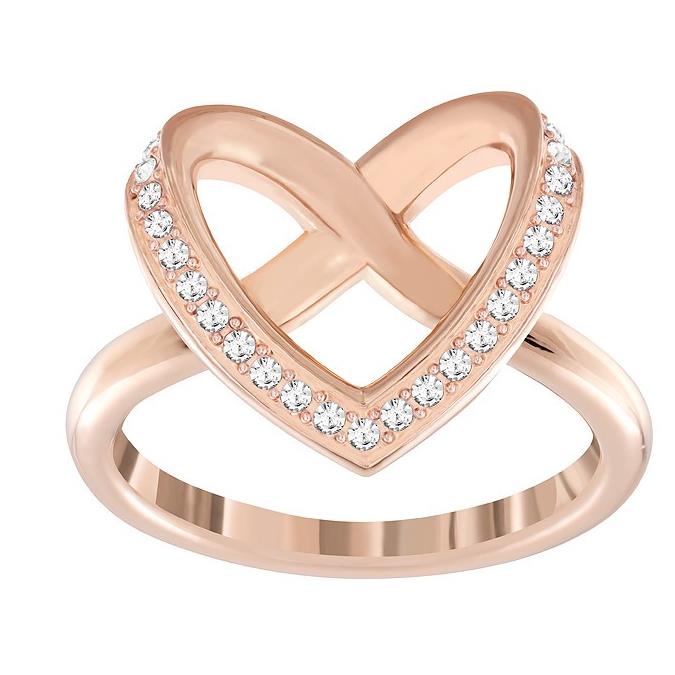 Swarovski Cupidon Ring Love Heart Rose Gold Plated Size 55 58