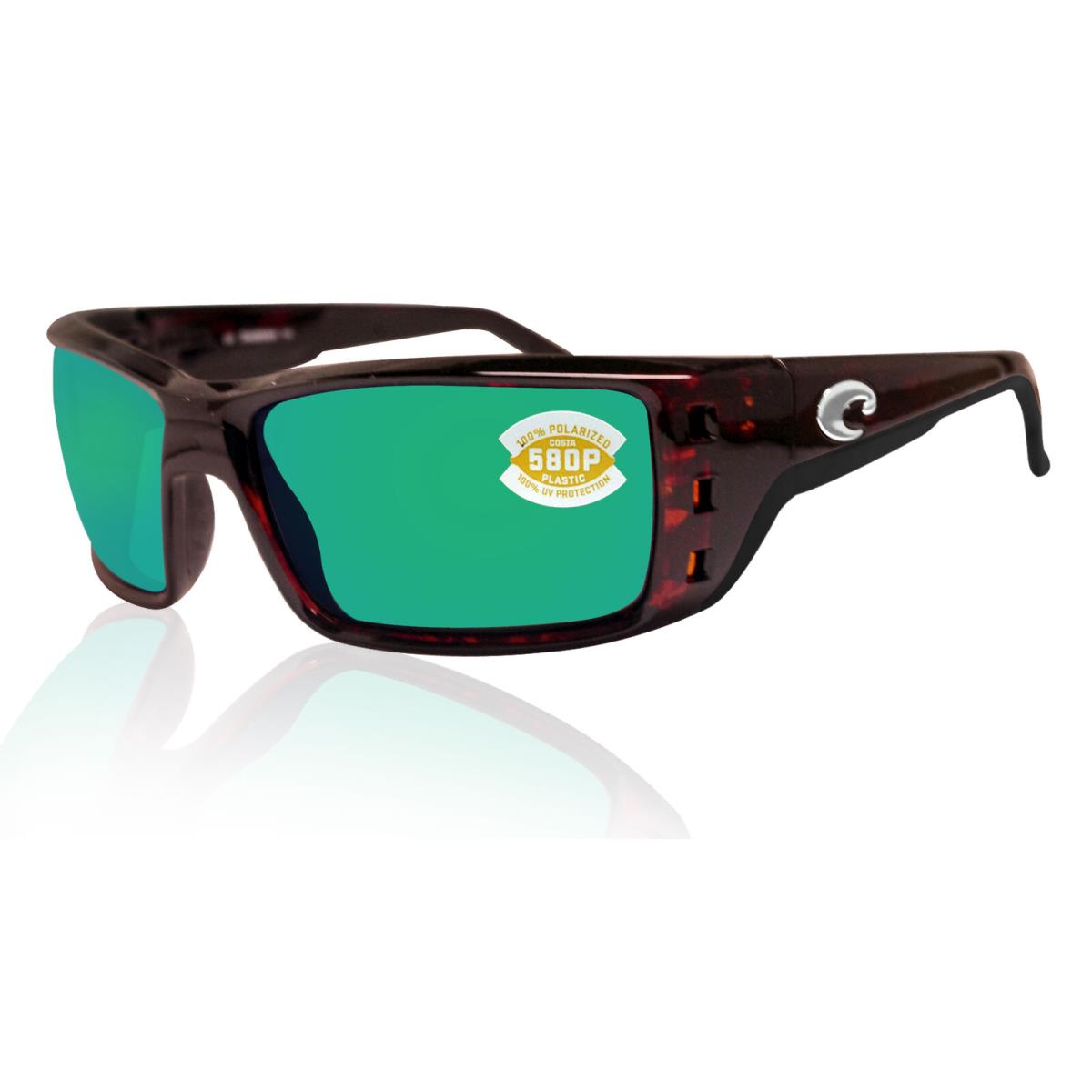 Costa Del Mar Permit Tortoise Frame Green Mirror 580P Plastic Polarized Lens - Frame: Tortoise, Lens: Green Mirror