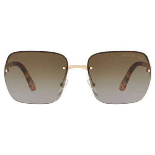 Prada PR 63VS-ZVN6E1 Sunglasses Pale Gold/brown Gradient 62 mm - Frame: Pale Gold, Lens: Grey Polarized / Brown Gradient