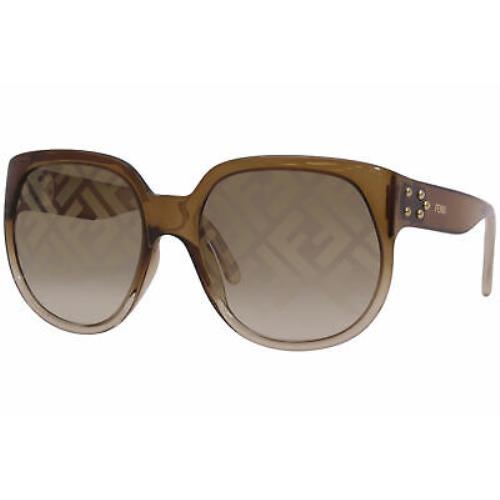 Fendi FF-0403/G/S 09QEB Sunglasses Women`s Brown/brown-gold Decor Mirror Lenses
