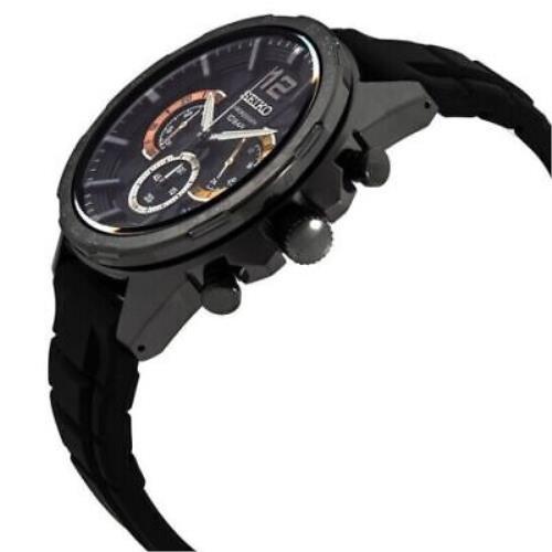 Seiko Men`s Watch Chronograph Quartz Silicon Black Dial SSB353 SSB351 SSB349