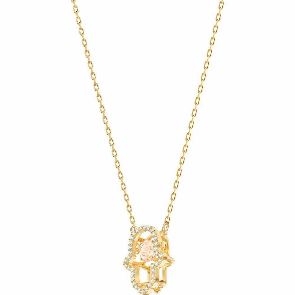 Swarovski Crystal Luckily Hamsa Hand Necklace Yellow Gold -5448612