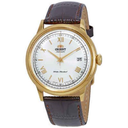 Orient 2nd Generation Bambino Automatic White Dial Men`s Watch FAC00007W0 - Dial: Gray, White, Band: Gold, Brown, White, Bezel: Gold