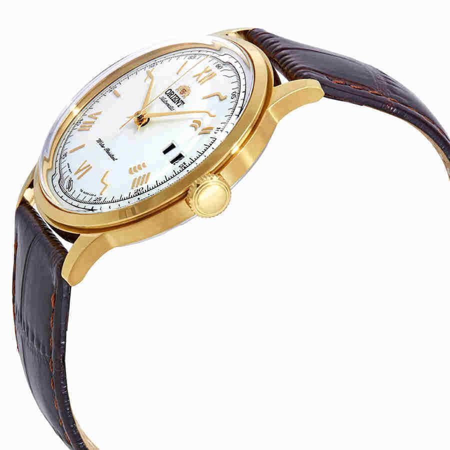 Orient 2nd Generation Bambino Automatic White Dial Men`s Watch FAC00007W0 - Dial: Gray, White, Band: Gold, Brown, White, Bezel: Gold