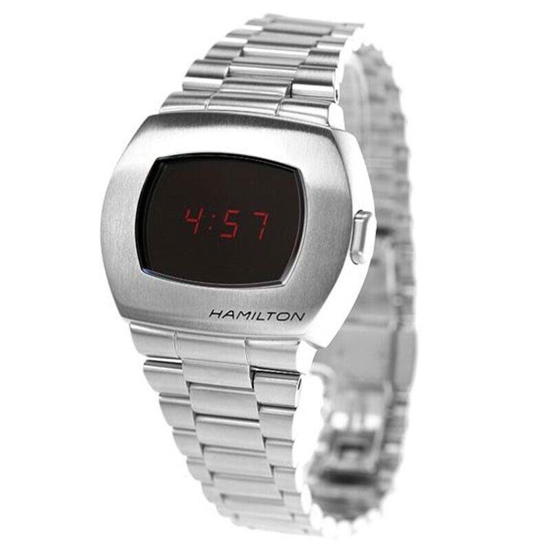 Hamilton American Classic Psr Qtz SS Digital Men`s Watch H52414130 - Dial: Black, Band: Silver