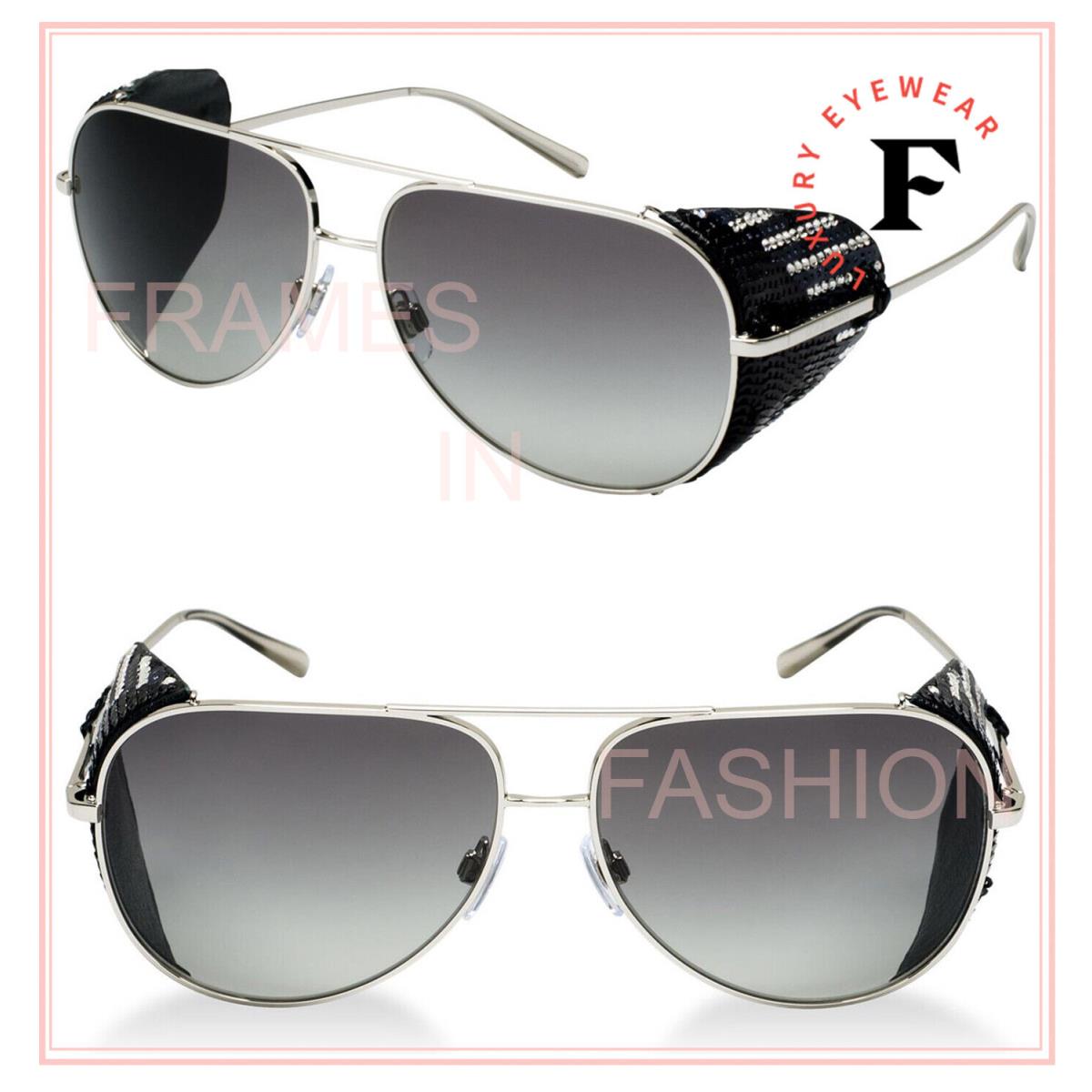 Giorgio Armani Kaleidoscope Silver Black Aviator Sequin Leather Blinder AR6005BZ