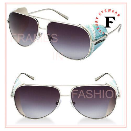 Giorgio Armani Kaleidoscope Silver Blue Aviator Sequin Leather Blinder AR6005BZ