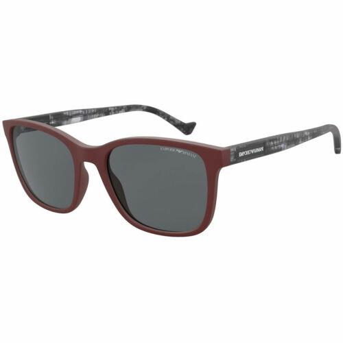 Emporio Armani Men`s Sunglasses Matte Bordeaux Plastic Frame Grey Lens 4139 5751