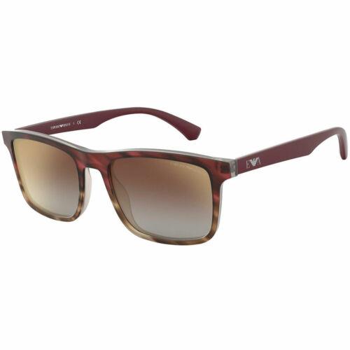 Emporio Armani Men`s Sunglasses Full Rim Square Striped Burgundy Frame 4137 5790