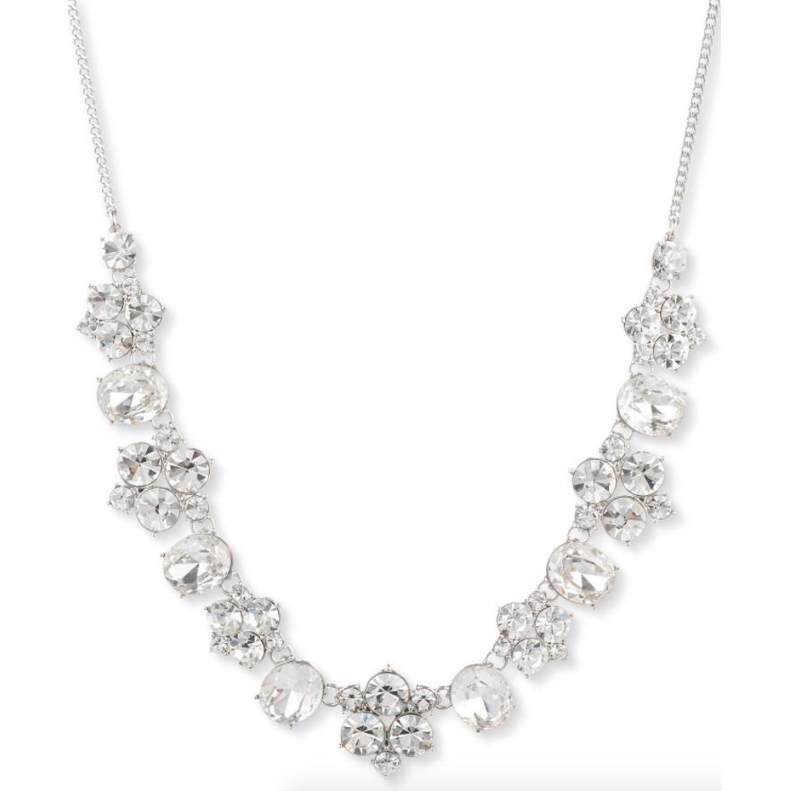 Givenchy Silver Tone Crystal Statement Necklace 1007