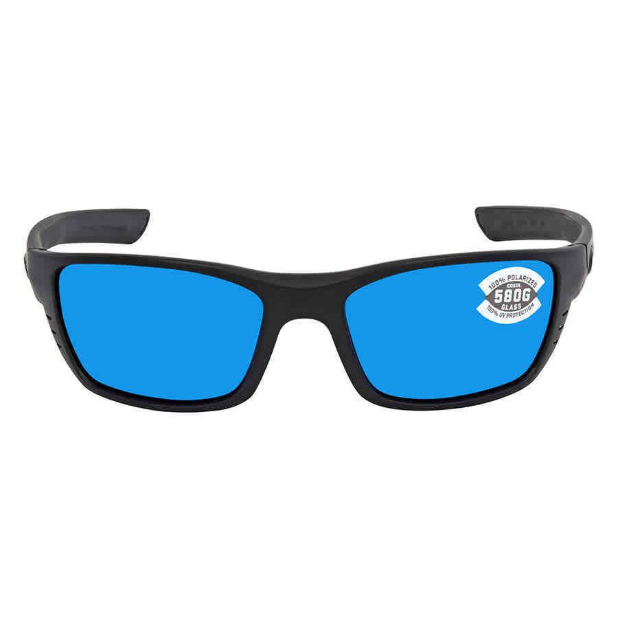 Costa Del Mar Whitetip Blue Mirror Polarized Glass Men`s Sunglasses Wtp 01 - Frame: Black, Lens: Blue