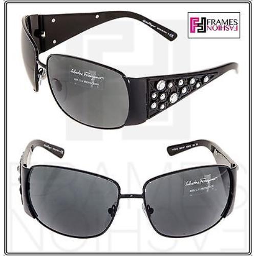 Salvatore Ferragamo Black Swarovski Crystal Wrap SF1175B Sunglasses 1175