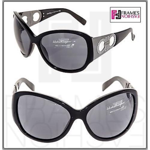 Salvatore Ferragamo Black Gunmetal Crystal Butterfly SF2143B Sunglasses 2143