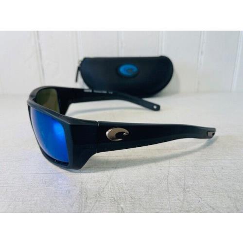 Costa Del Mar Fantail Pro Matte Black w Polarized Blue Mirror 580P Glass Suns