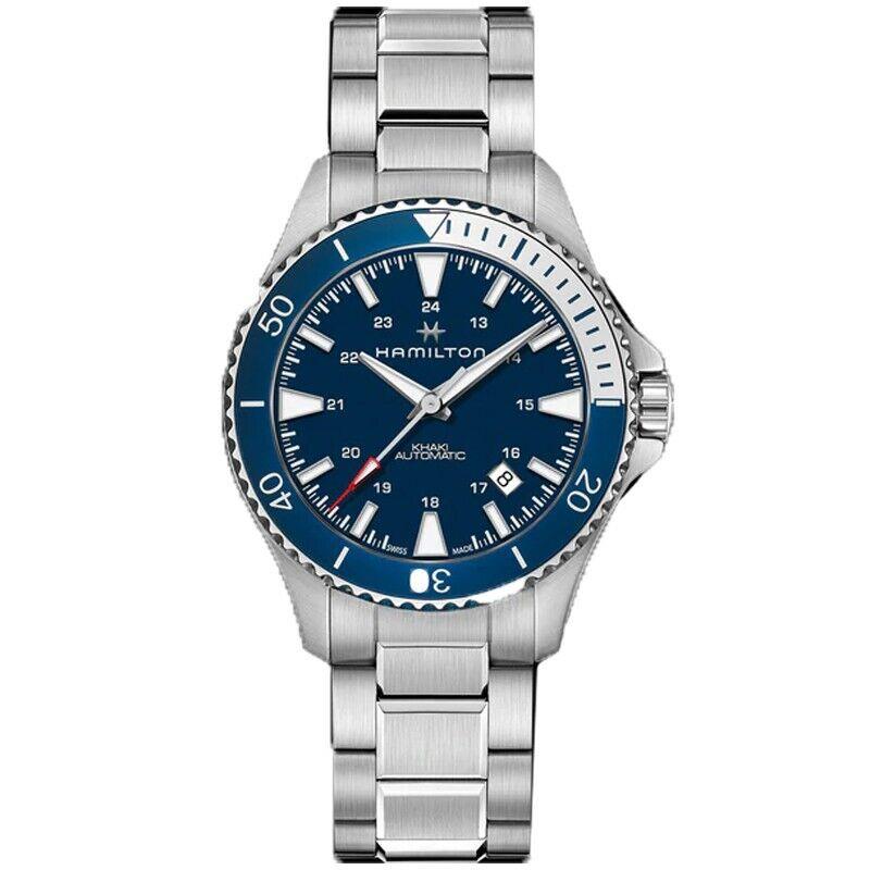 Hamilton Khaki Navy Scuba Auto 40MM Blue Dial Men`s Watch H82345141 - Dial: Blue, Band: Silver, Bezel: Blue, White