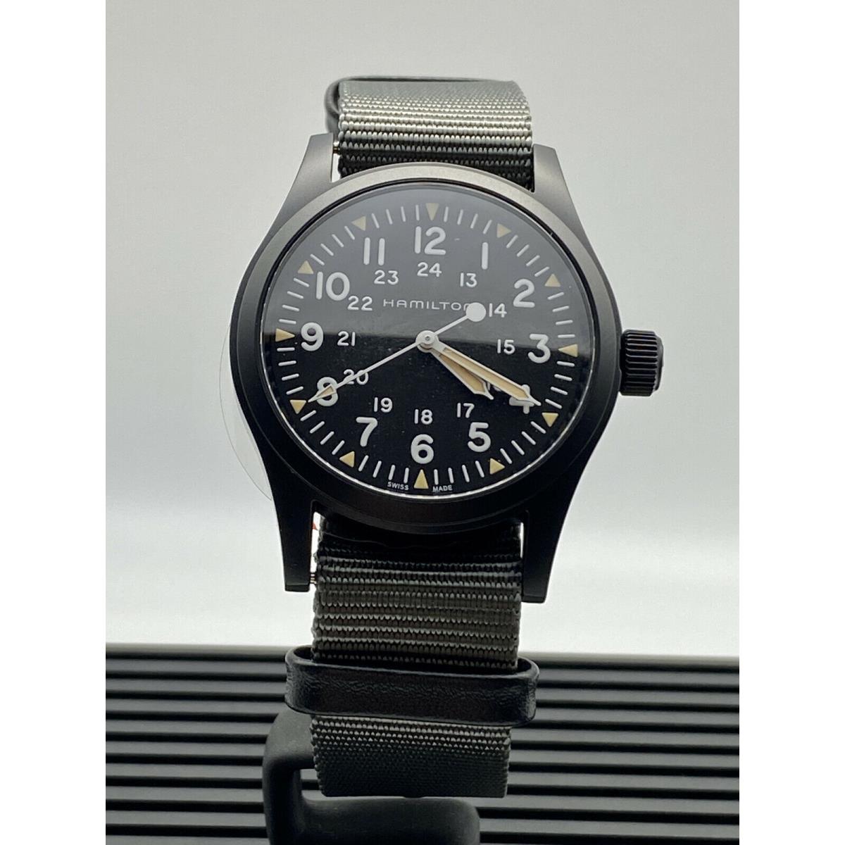 Hamilton Khaki Field Mechnical 38mm Black Dial Gray Strap Men`s Watch H69409930