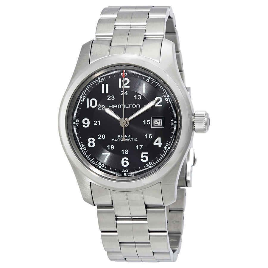 Hamilton Khaki Field Automatic Men`s Watch H70515137 - Dial: Black, Band: Silver, Bezel: Silver