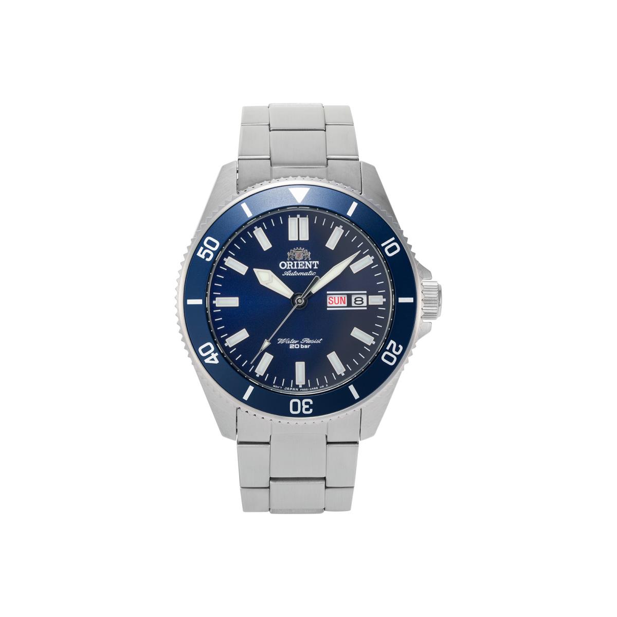 Orient Kanno Diver Automatic Blue Dial Men`s Analog Round Watch RA-AA0009L19A - Dial: Black, Band: Silver