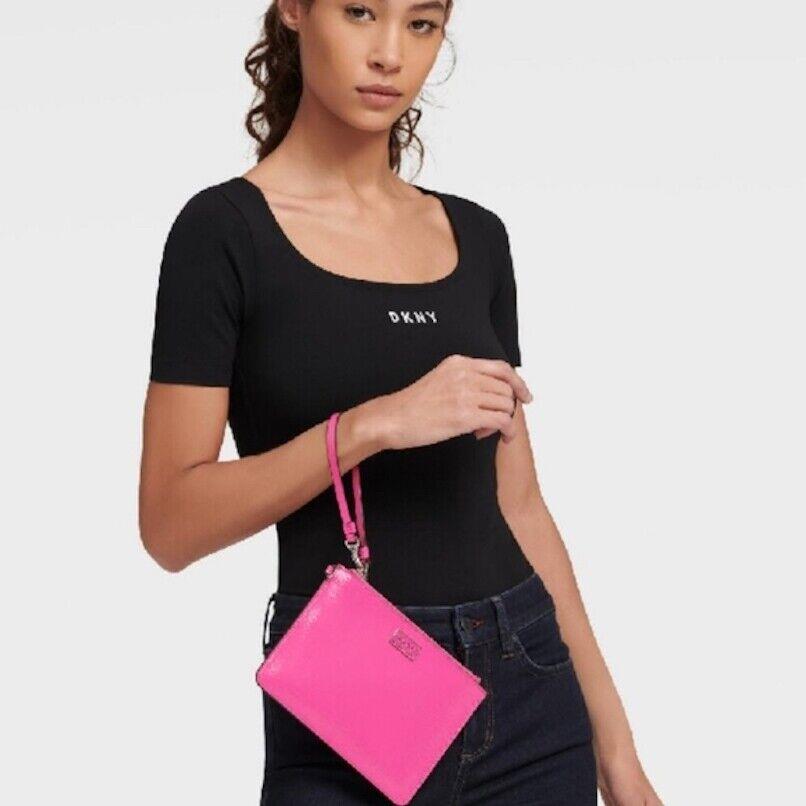 Dkny Gigi Wristlet Hot Pink Patent Leather