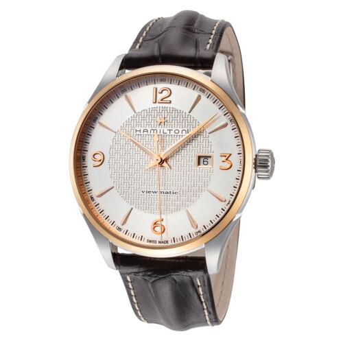 Hamilton Men`s Jazzmaster H42725551 44mm Automatic Watch - Silver Dial, Brown Band, Silver Other Dial