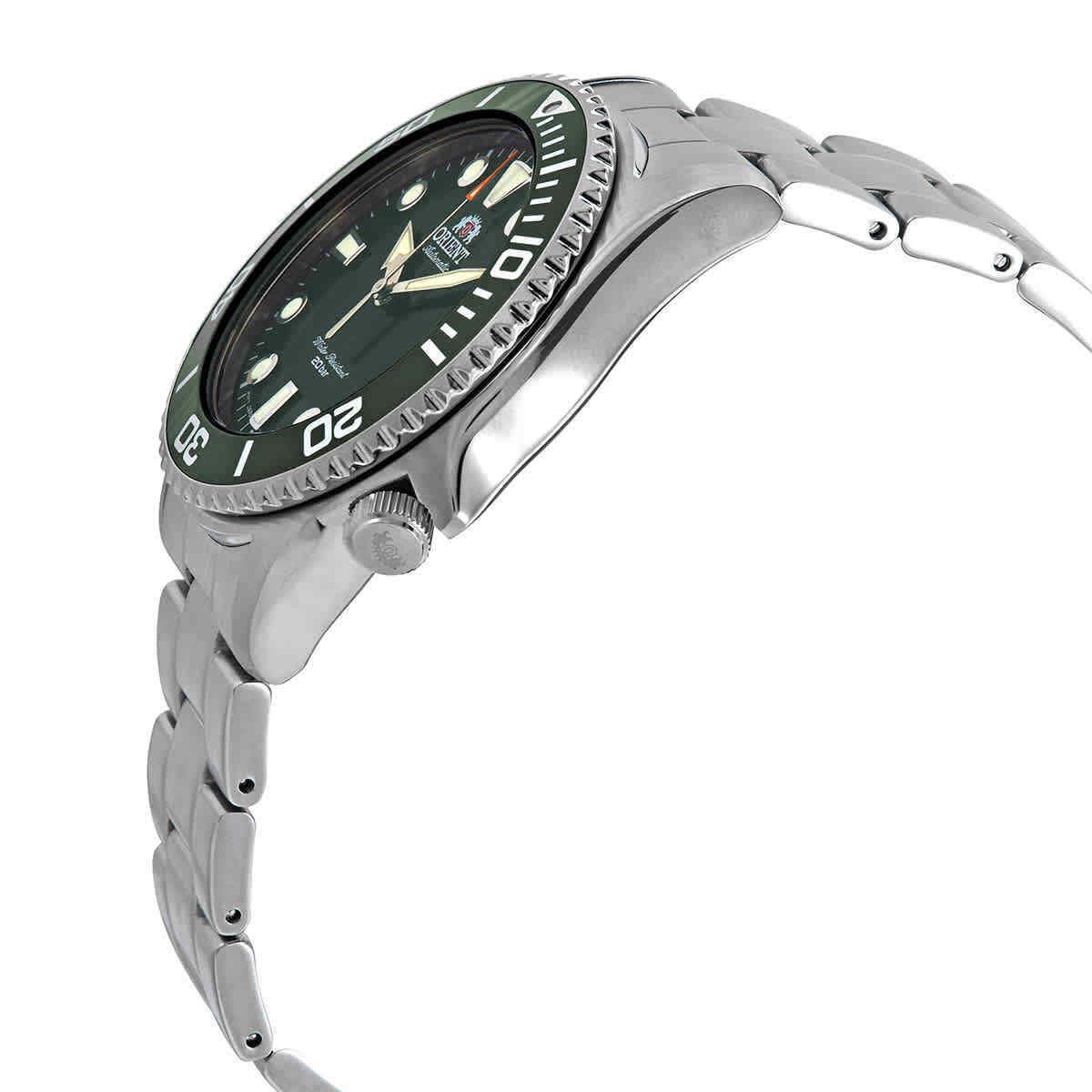 Orient Triton Automatic Green Dial Men`s Watch RA-AC0K02E10B - Dial: Green, Band: Silver, Bezel: Green