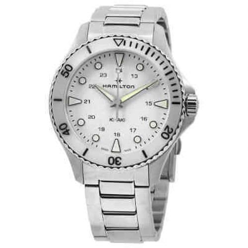 Hamilton Khaki Navy Scuba Quartz White Dial Unisex Watch H82221110 - Dial: White, Band: Silver, Bezel: Silver