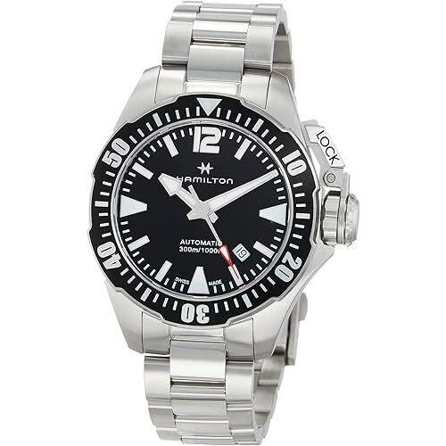 Hamilton Khaki Navy Men`s Black Watch with Silver Stainless Steel Band