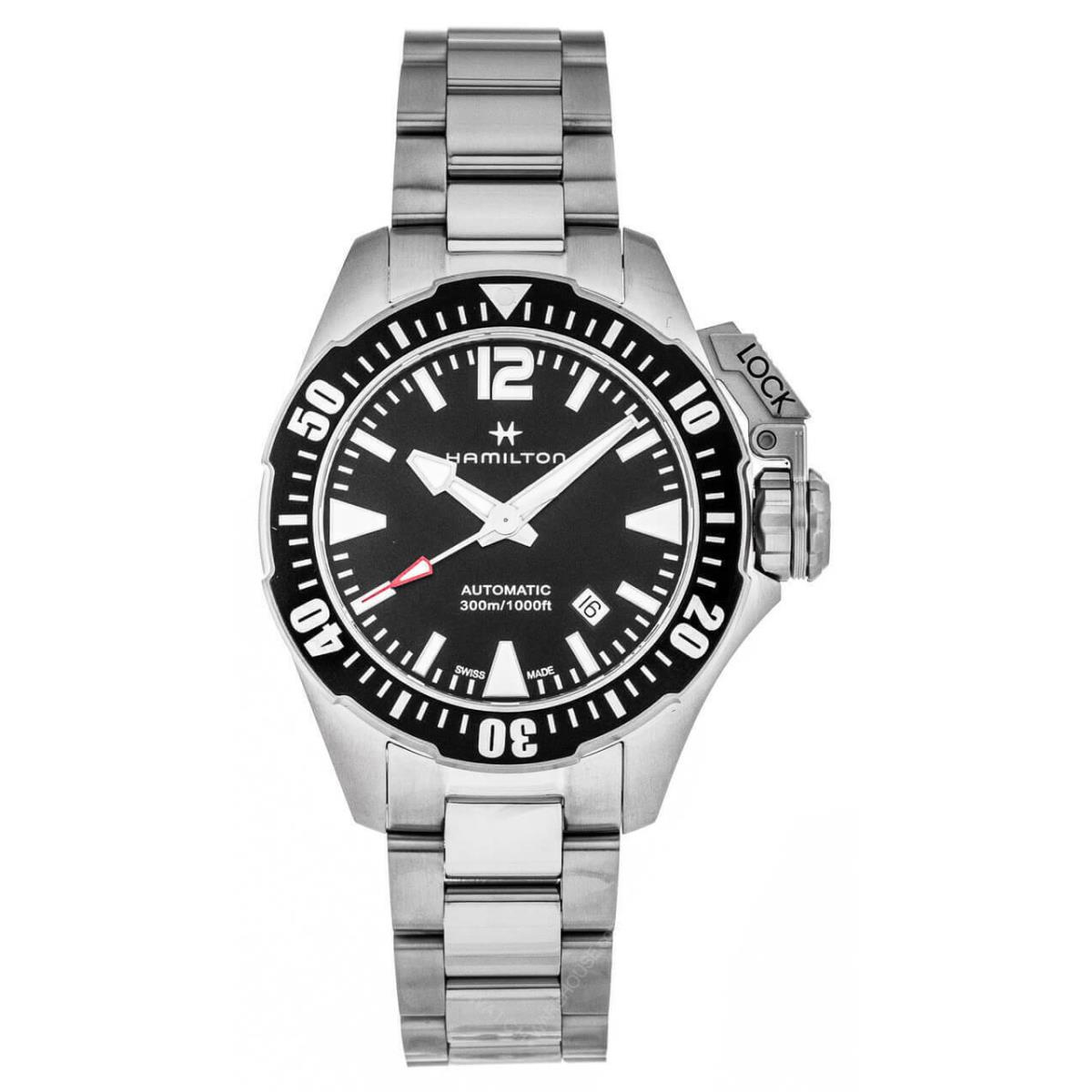 Hamilton Khaki Navy Frogman 42MM Auto SS Black Dial Watch H77605135