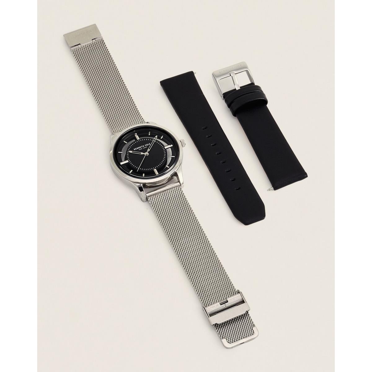 Kenneth Cole KC50883008 Silver-tone Black Interchangeable Band Watch Box