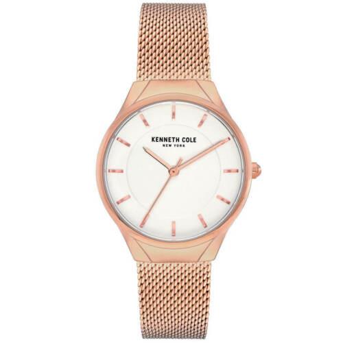 Kenneth Cole KC50962001 Women`s Classic Rose Gold Bracelet Watch - Dial: White, Band: