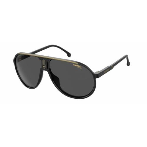 Carrera Champion 65 0807/IR Black/gray Unisex Aviator Sunglasses - Black Frame, Gray Lens