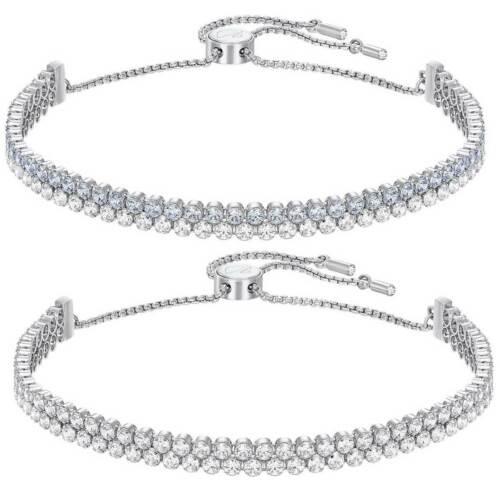 Swarovski Women`s Bracelets Set Subtle Clear and Blue Crystals Silver 5253055