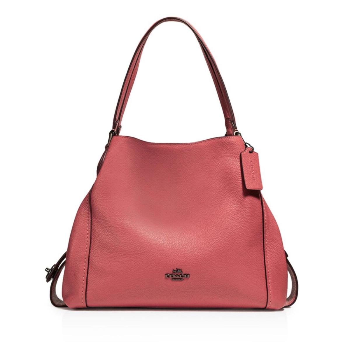 Coach 57125 Edie Shoulder Bag 31in Polished Pebble Leather Dk/ Washed Red