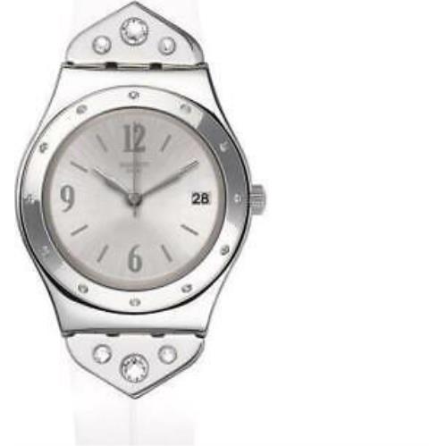 Swatch Irony Scintillating White Rubber Crystals Women Watch YLS450