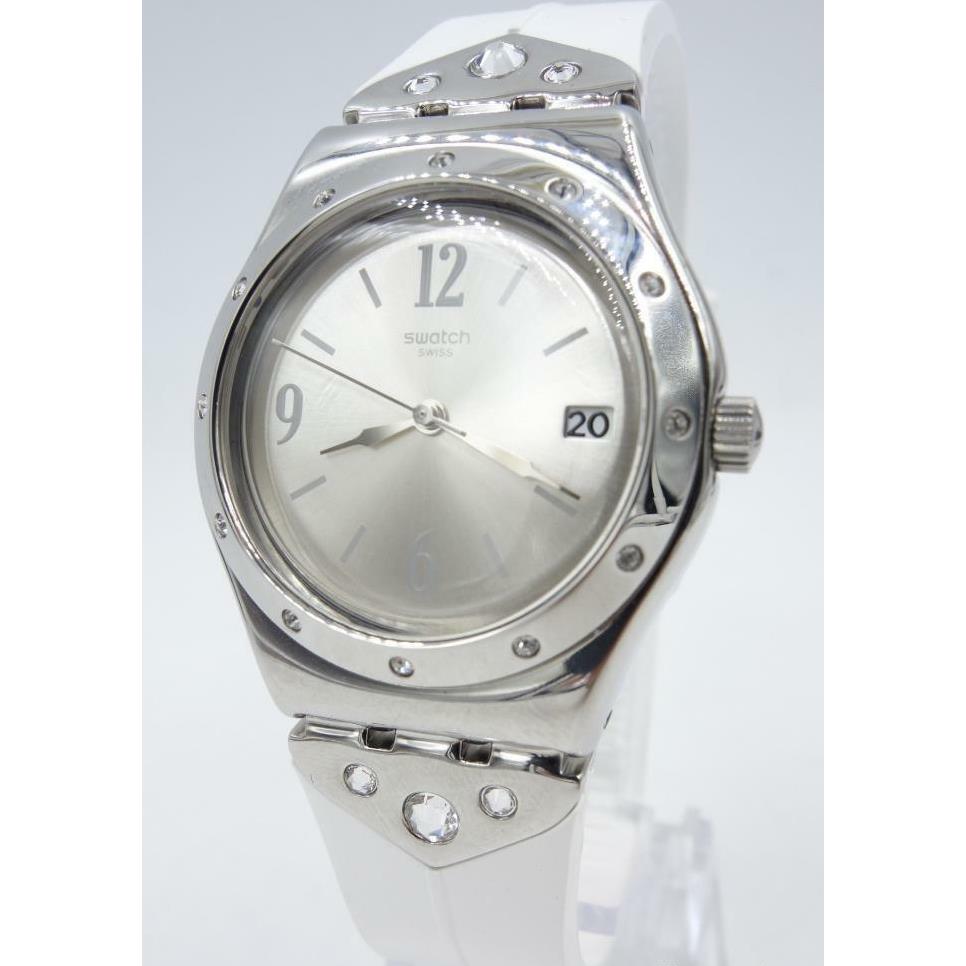 Swatch Irony Scintillating White Rubber Crystals Women Watch YLS450