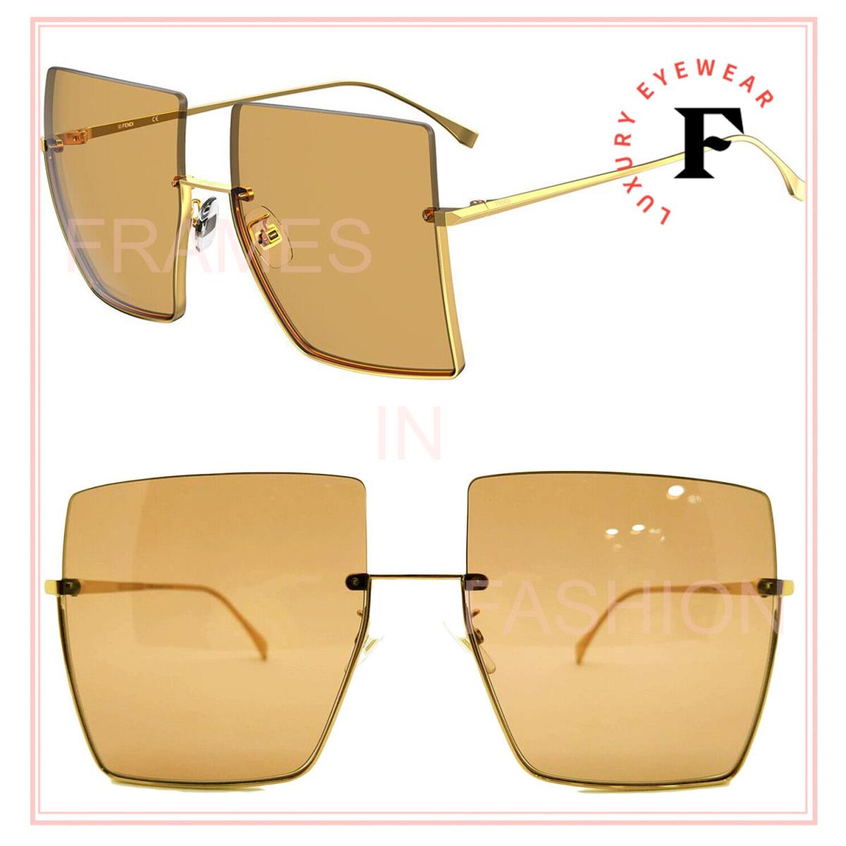 Fendi Promeneye 0401 Yellow Gold Retro Oversized Triangle Sunglasses FF0401S