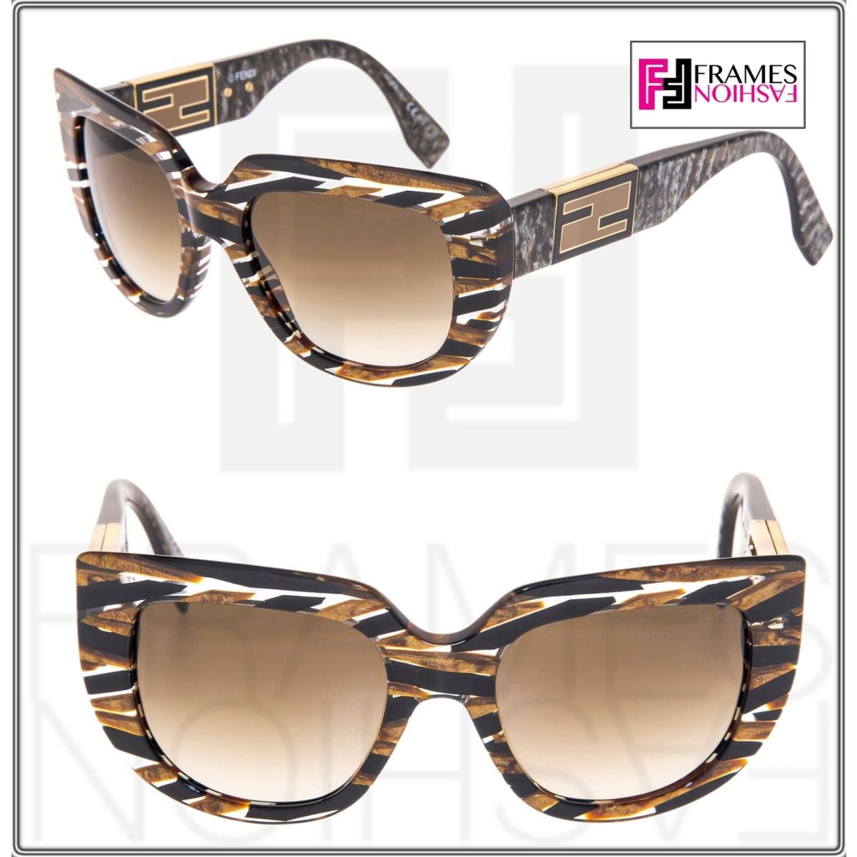 Fendi 0031 Baguette FF0031S Brown Stripe Tobacco Marble Limited Sunglasses Flip