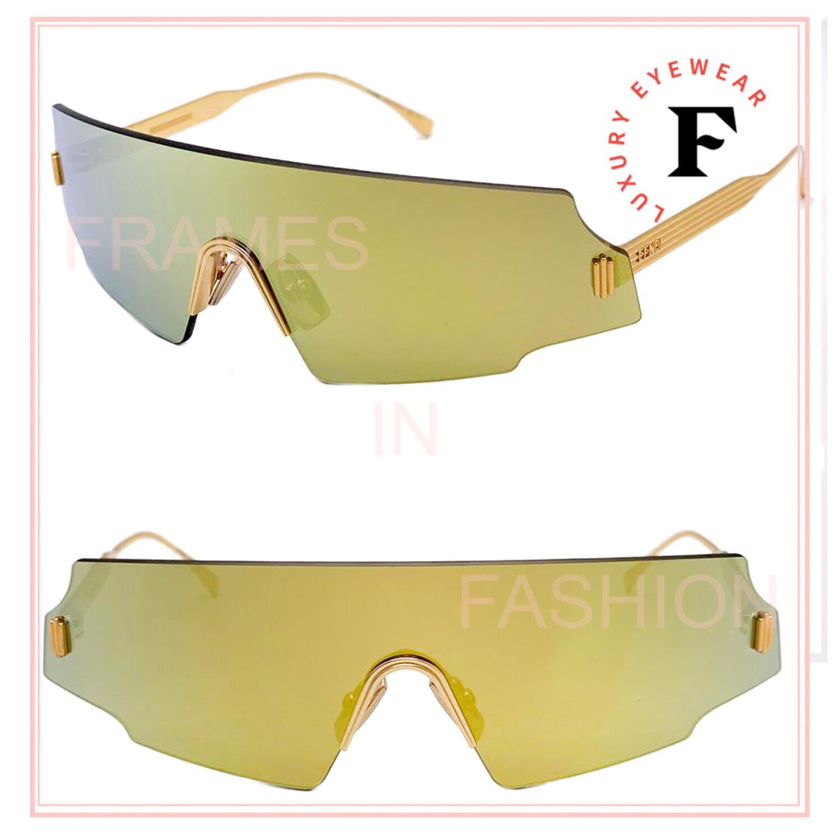 Fendi Forceful 0440 Yellow Gold Mirrored Wrap Fashion Unisex Sunglasses FF0440S