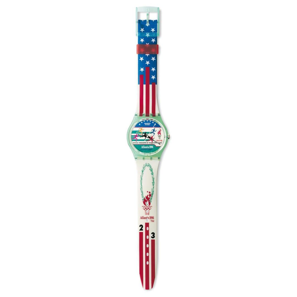 Swatch Watch GZ145 In Case Atlanta Laurels Olympic Games 1996