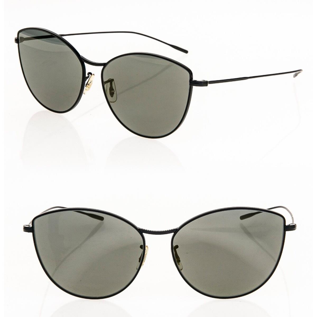 Oliver Peoples 1232 Matte Black Rayette Gold Mirrored Cat Eye Sunglasses OV1232S