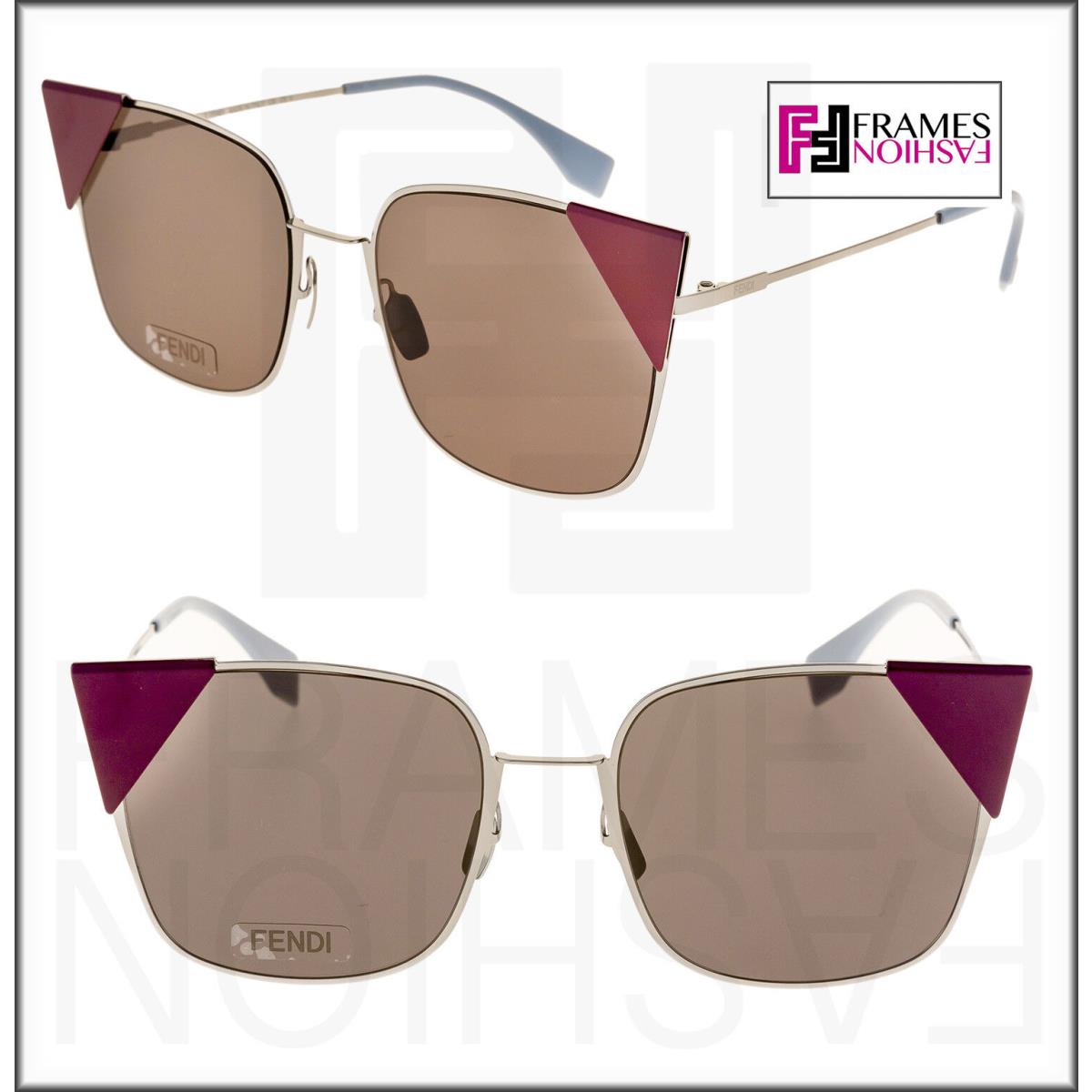 Fendi Lei FF0191S Ruthenium Purple Mauve Cat Eye Metal Sunglasses 0191 Women