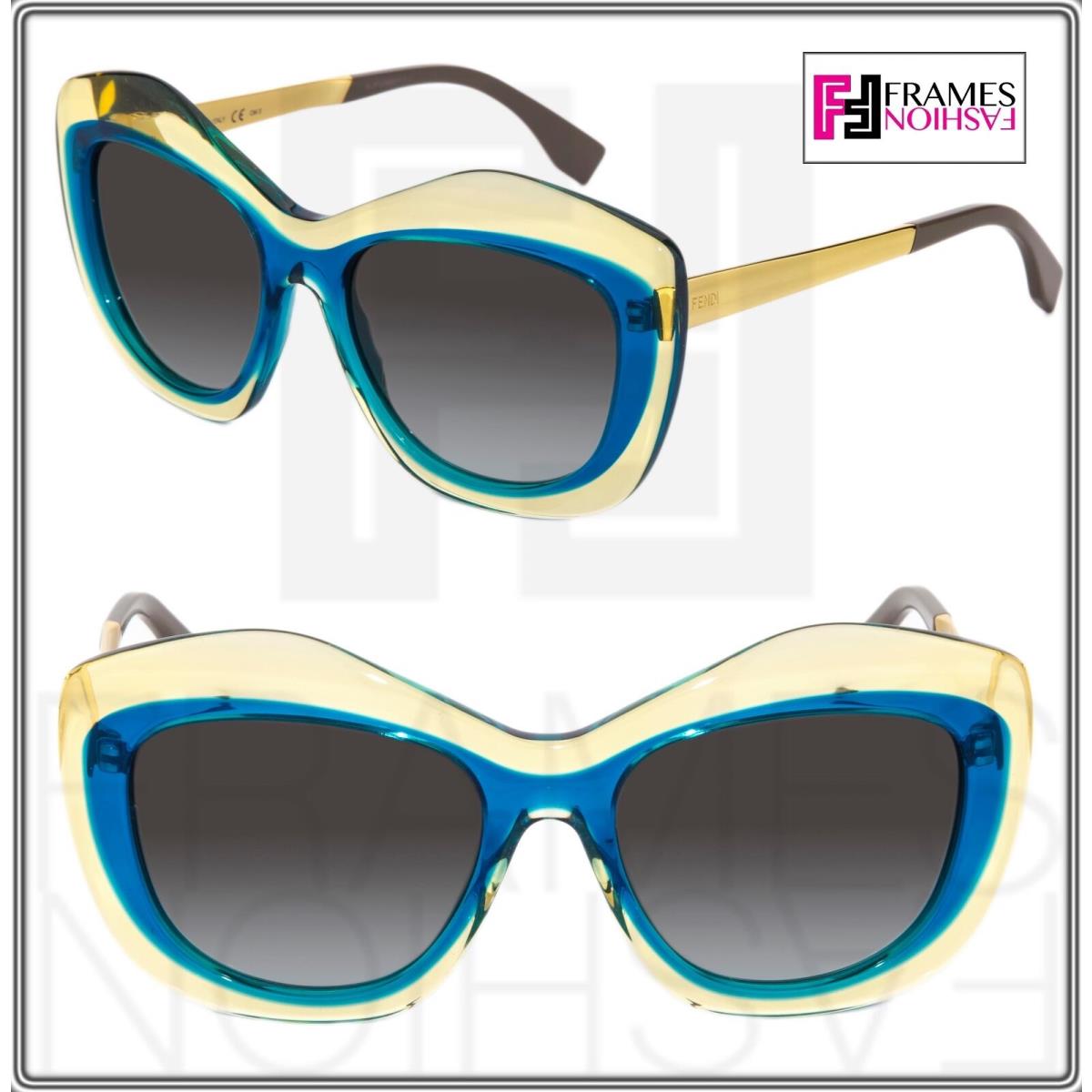 Fendi FF 0029S Transparent Blue Yellow Oversized Gradient Sunglasses 0029