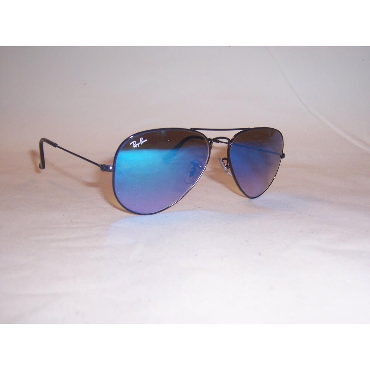 Ray Ban Aviator Sunglasses 3025 002/4O Black/ Blue Mirror 55MM