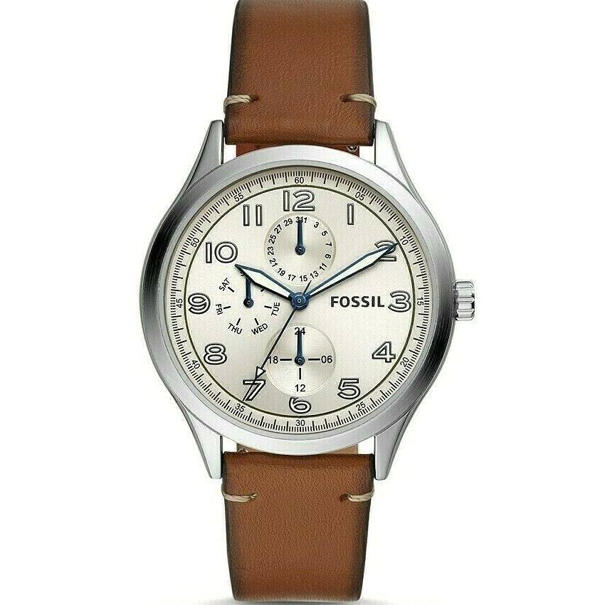 Fossil watch Wylie - White Face, White Dial, Brown Band 8
