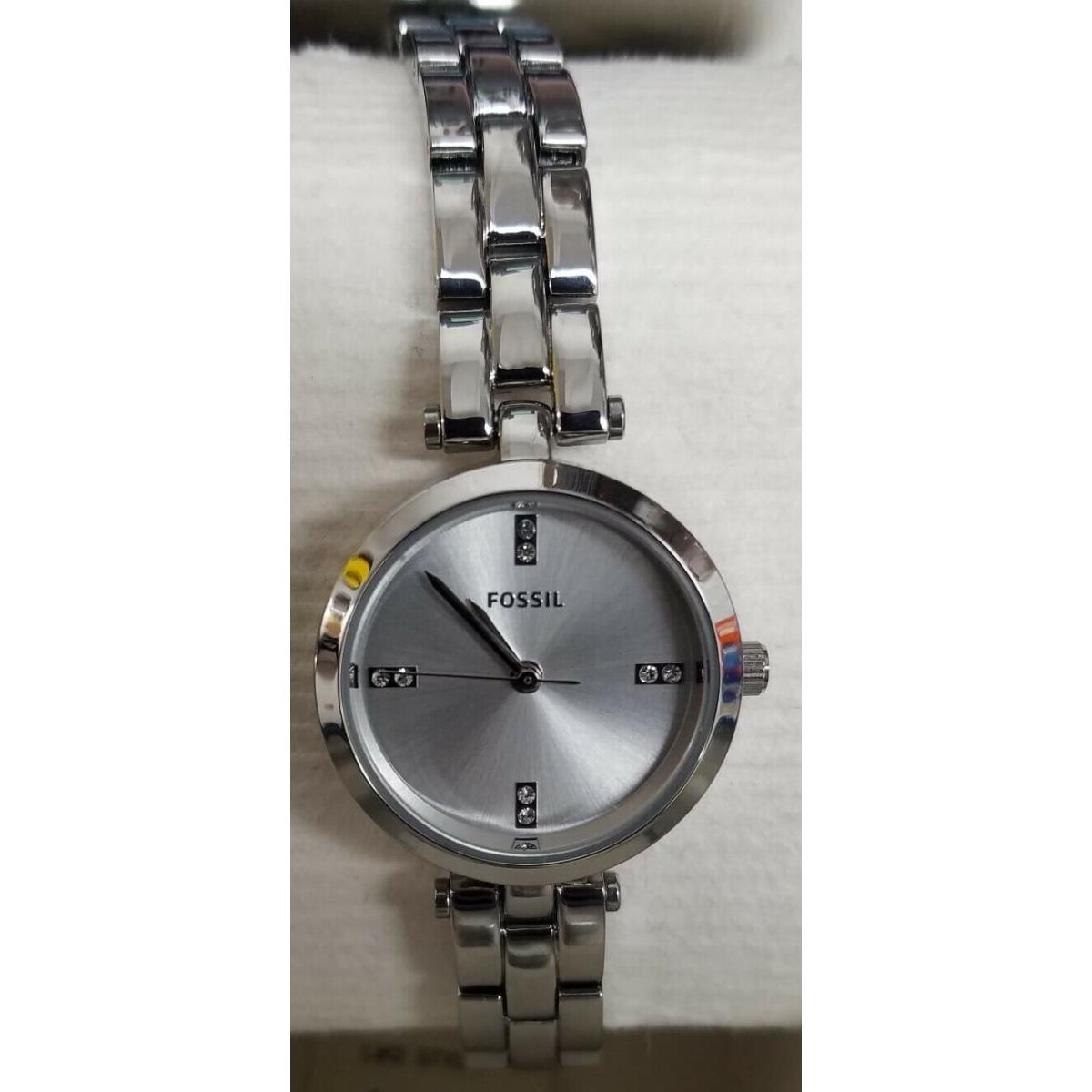 Fossil BQ7023 Caila Mini Silver Dial Silver Tone Alloy Women`s Watch