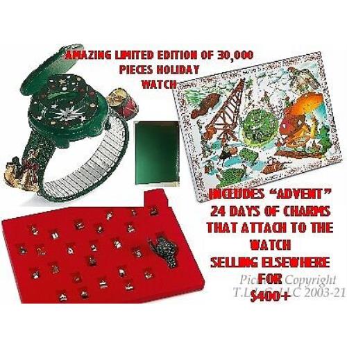 24 Days OF Advent Pop Christmas 1997 GZ900 Swatch Watch W/24 Charms-lights-up