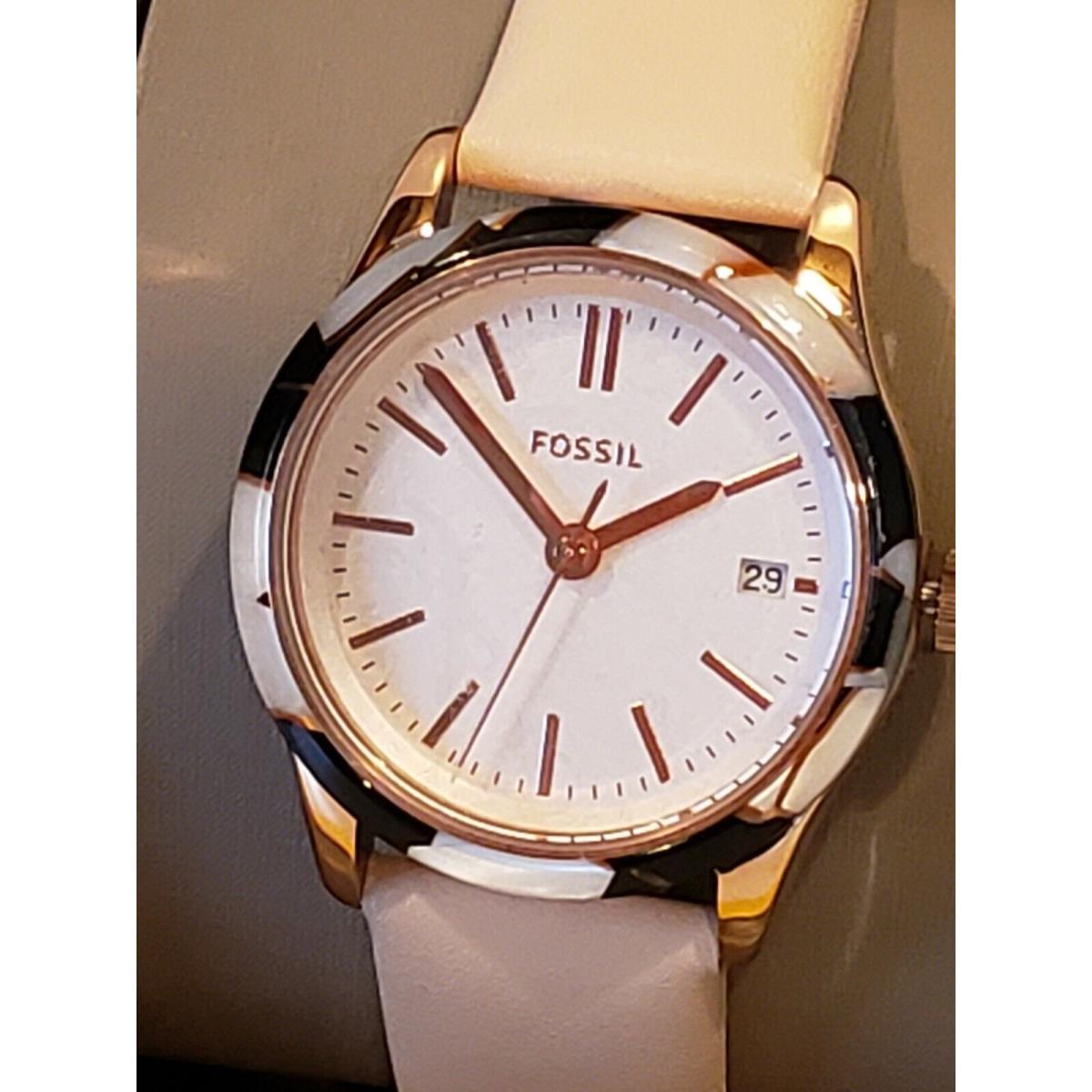 Fossil Bq3586 Adalyn Three-hand Date Blush Leather Watch